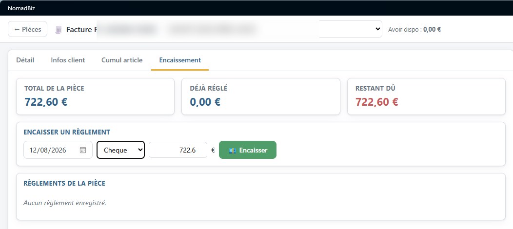 Encaissement, après migration en .NET