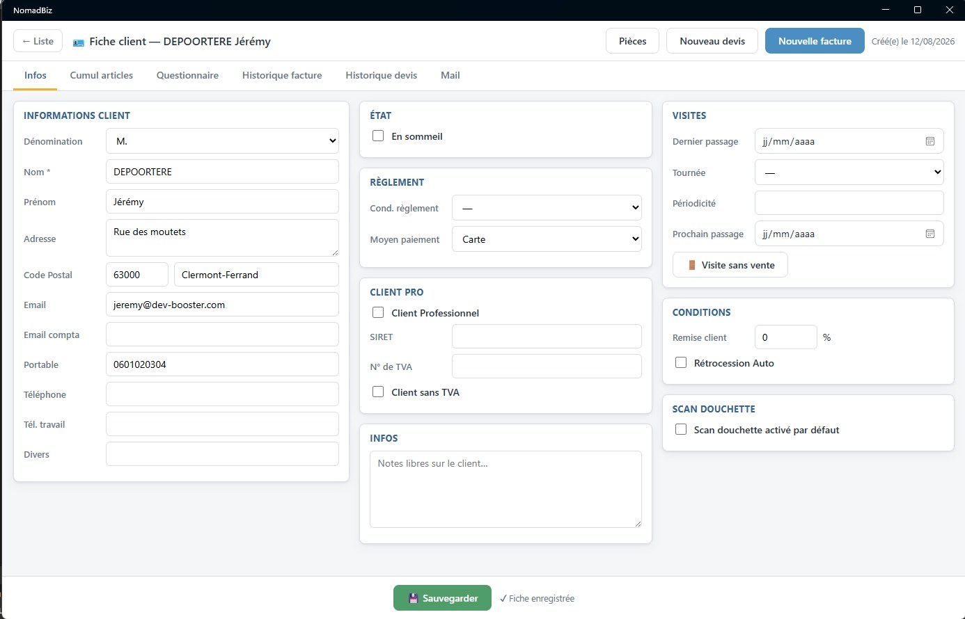 La fiche client, après migration en .NET