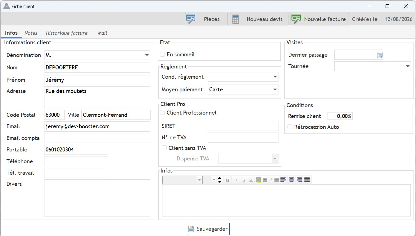 La fiche client, avant migration, sous WinDev