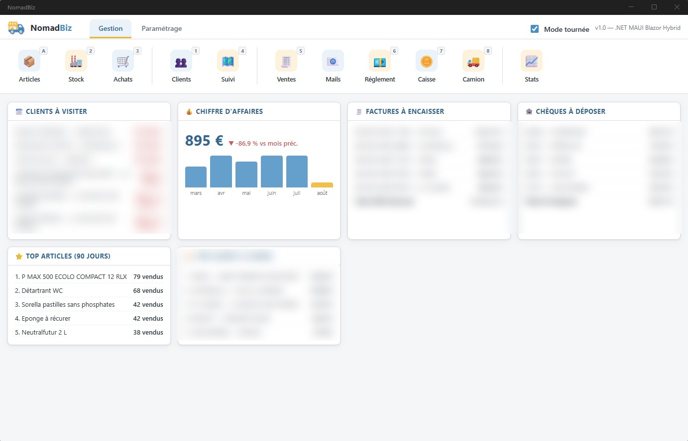 Le menu principal, après migration en .NET