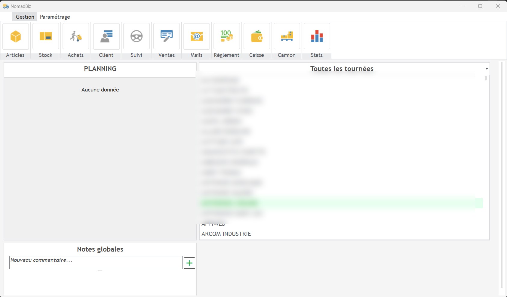 Le menu principal, avant migration, sous WinDev